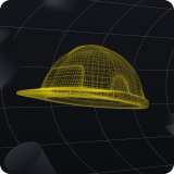 Hard hat on space vector background.