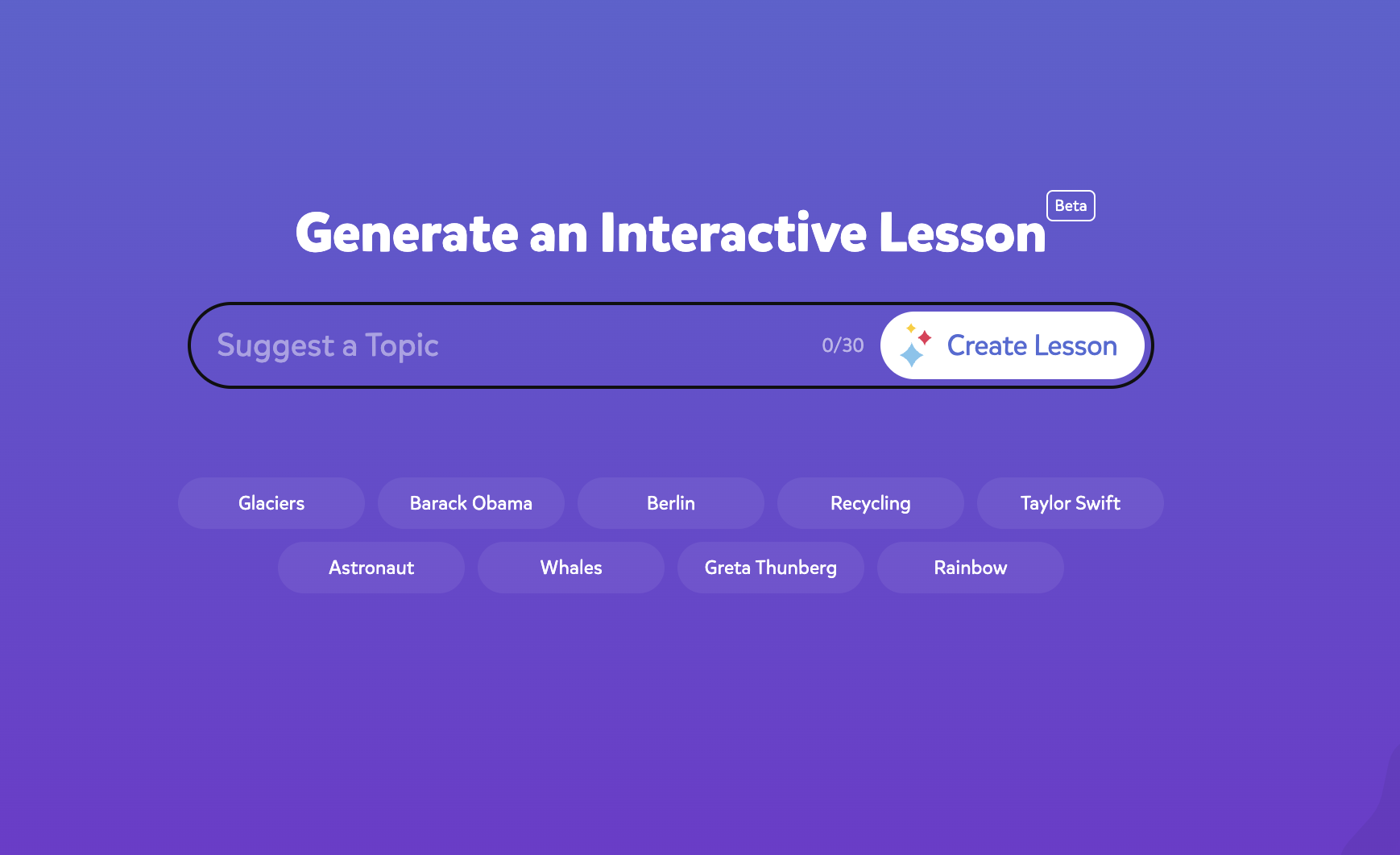 Generate interactive lessons using TinyTap AI