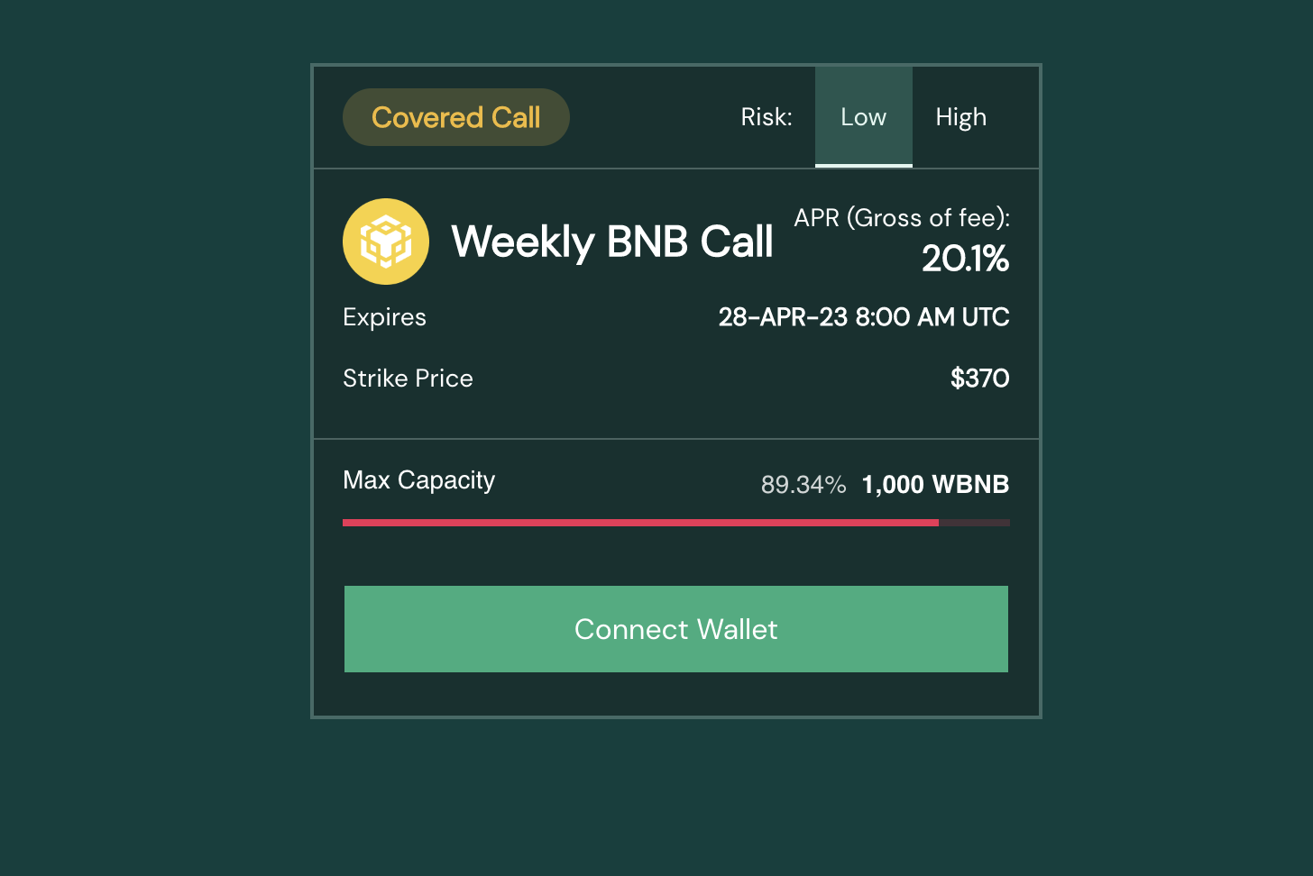 Weekly BNB Covered Call